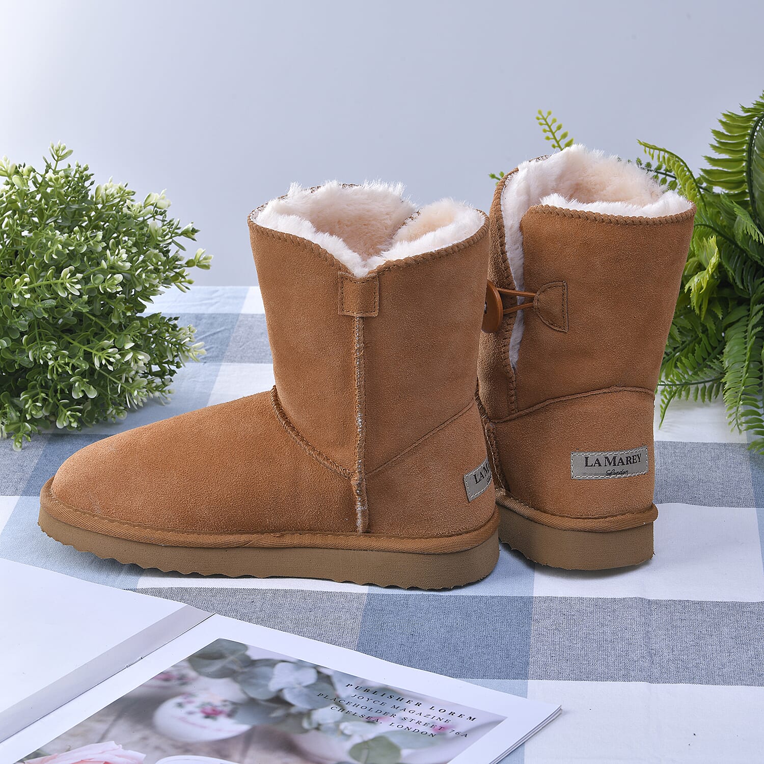 LA MAREY Faux Fur Inside Snow Boots - Light Brown 7519448 2