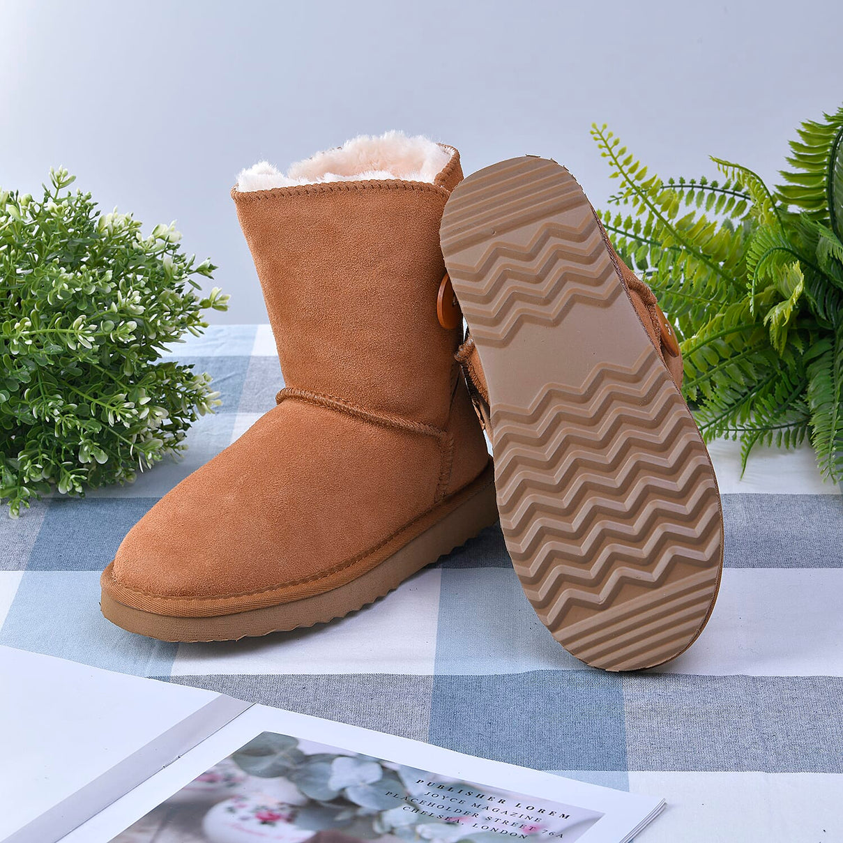 LA MAREY Faux Fur Inside Snow Boots - Light Brown 7519448 3
