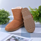 LA MAREY Genuine Suede & Faux Fur Lined Boots (Size 7) - Light Brown
