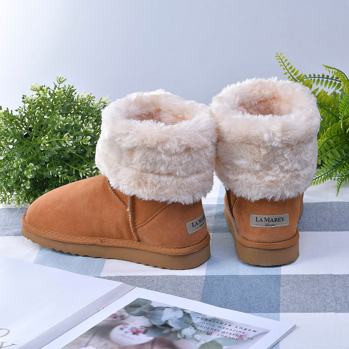 LA MAREY Faux Fur Insole Show Women's Boots - Brown 7530666 2