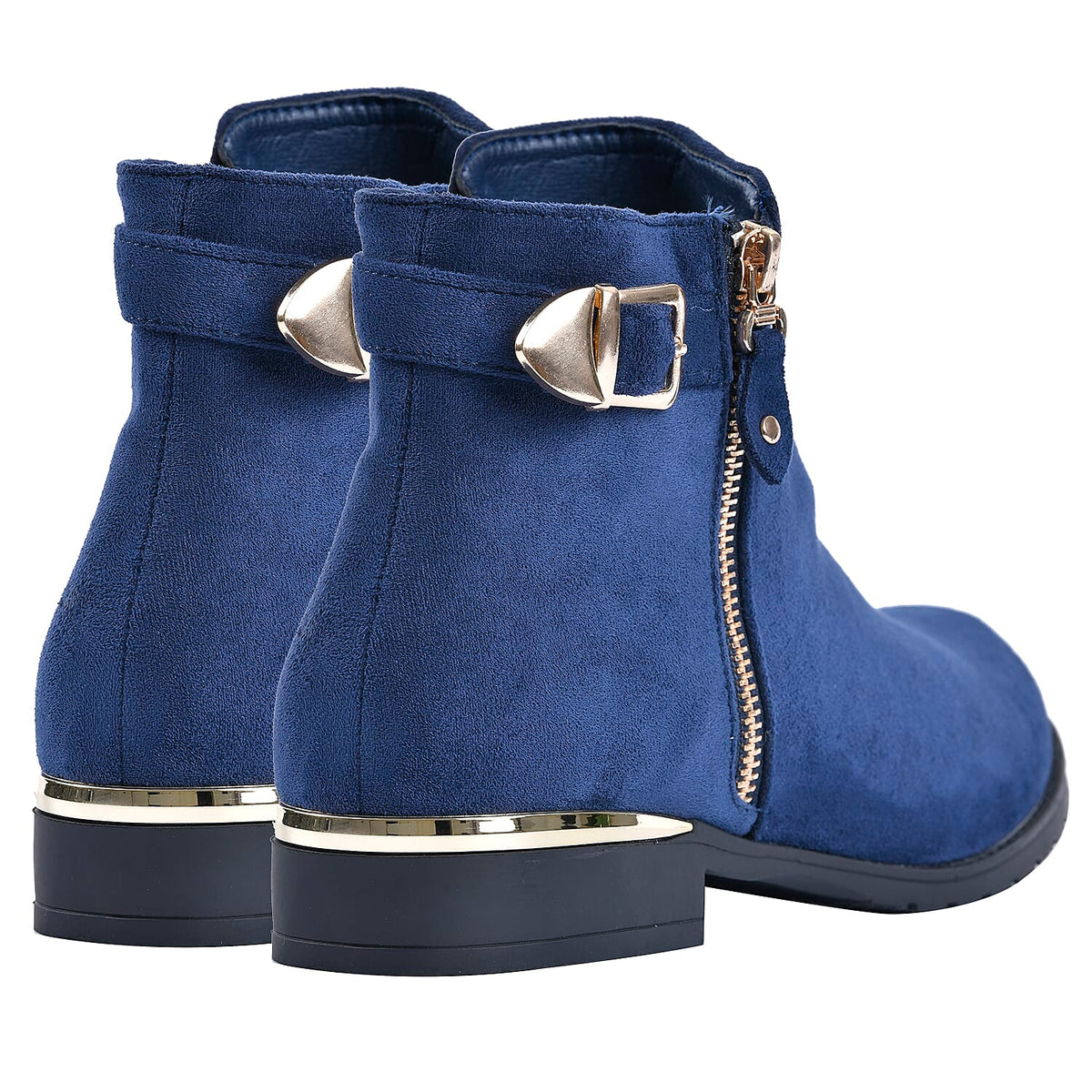 LA MAREY Faux Leather Women's Ankle Boots with Side Zipper - Navy 7597823 5