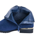 Ankle Boots with Side Zipper (Size 3) - Navy