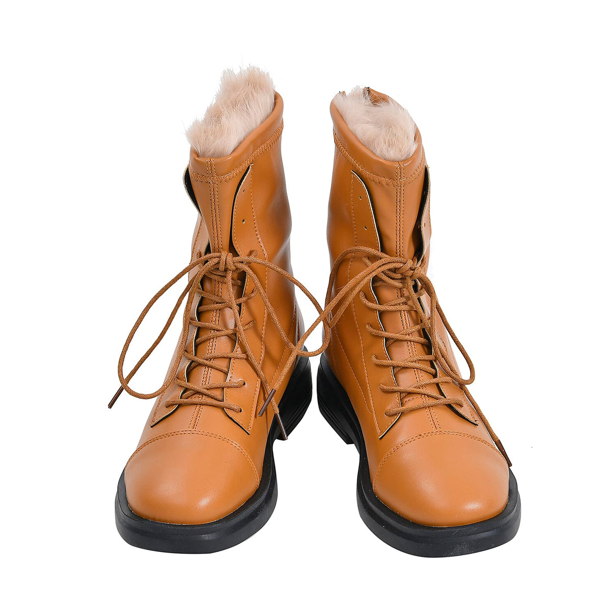 LA MAREY Faux Leather with Faux Fur Lining Women's Boots - Camel 7370250 0