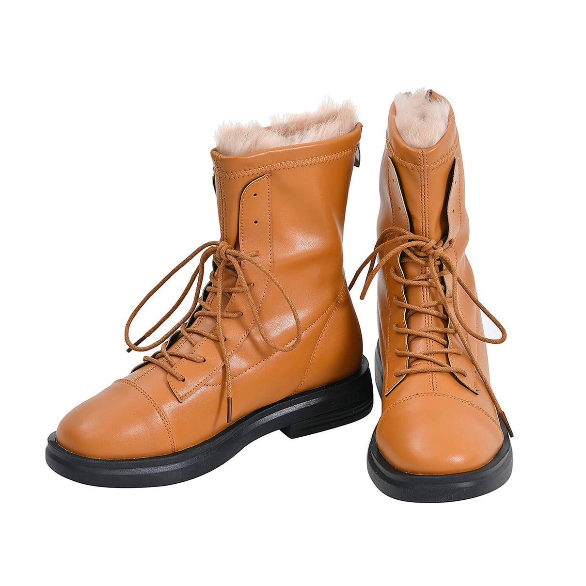 LA MAREY Faux Leather with Faux Fur Lining Women's Boots - Camel 7370250 3