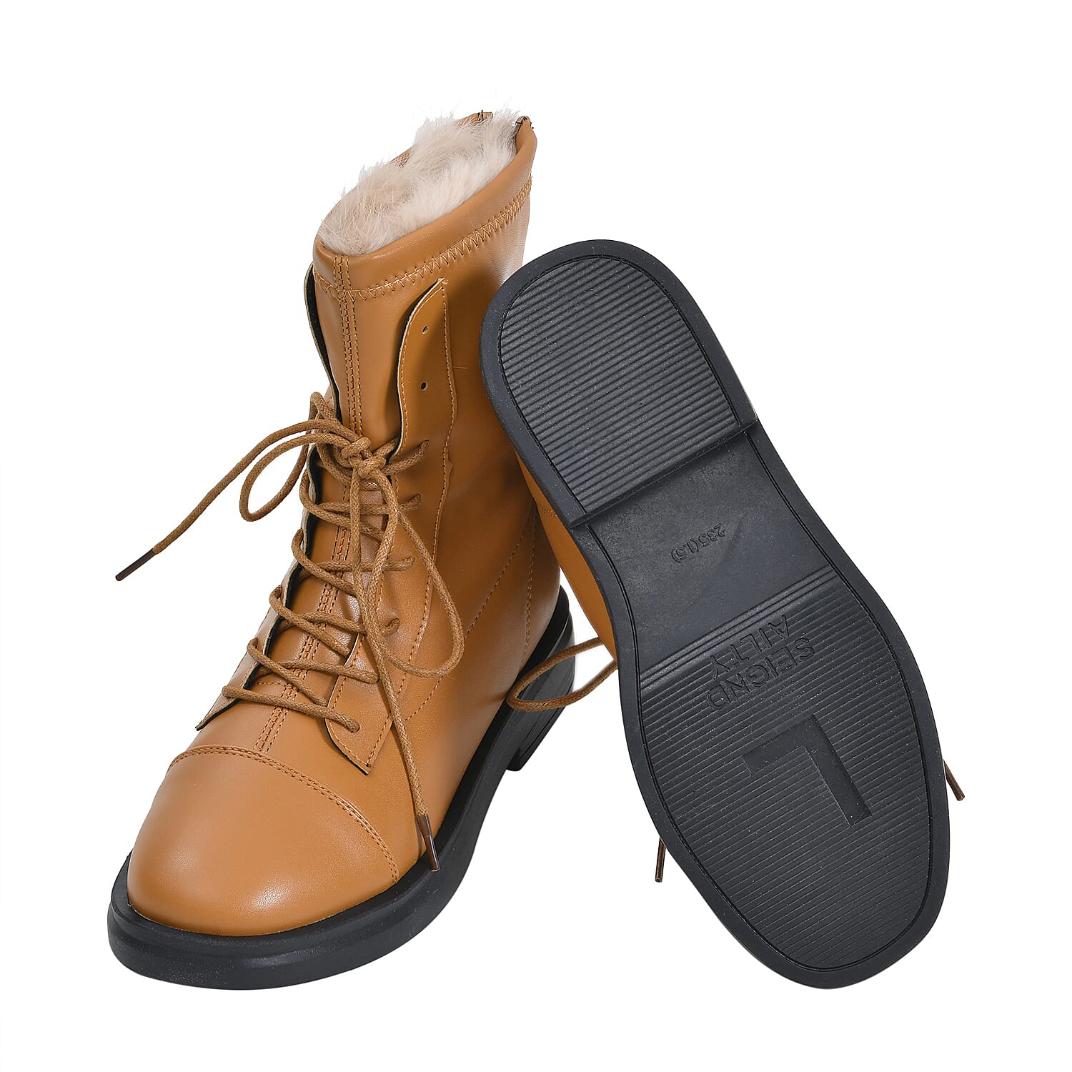 LA MAREY Faux Leather with Faux Fur Lining Women's Boots - Camel 7370250 5