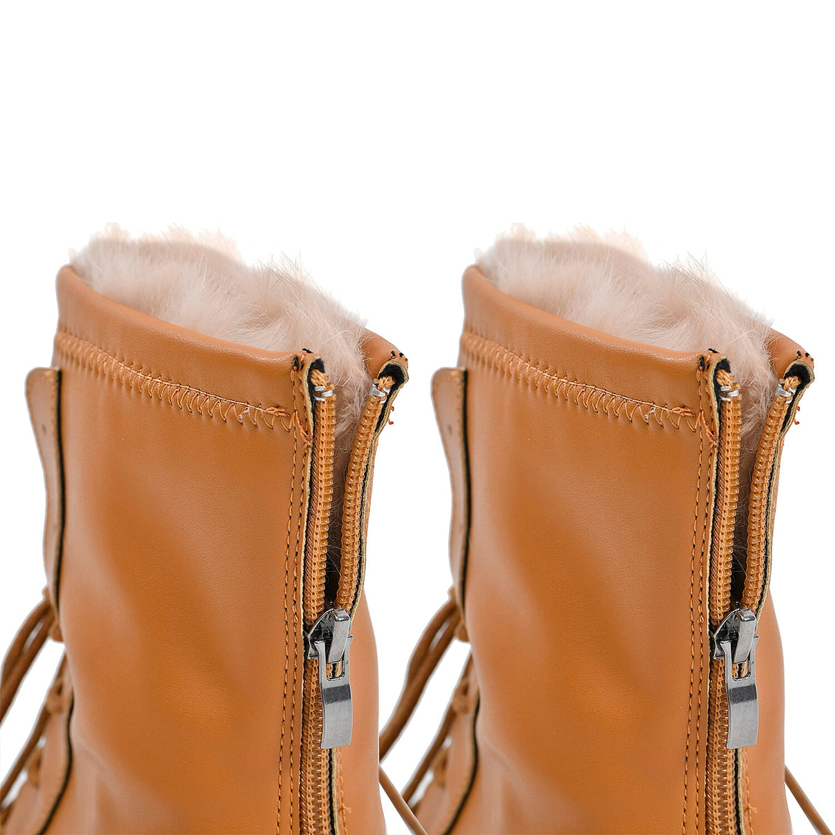 LA MAREY Faux Leather with Faux Fur Lining Women's Boots - Camel 7370250 6