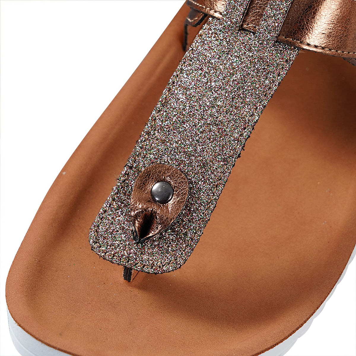LA MAREY Flat Womens Slippers with Buckle - Bronze 3809036 4