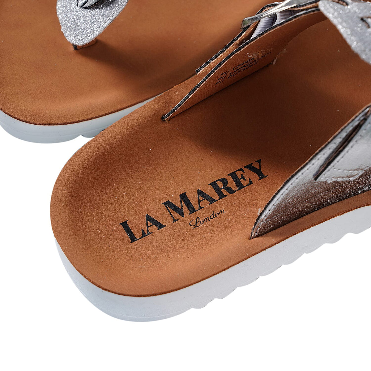 LA MAREY Flat Womens Slippers with Buckle - Silver 3809017 7