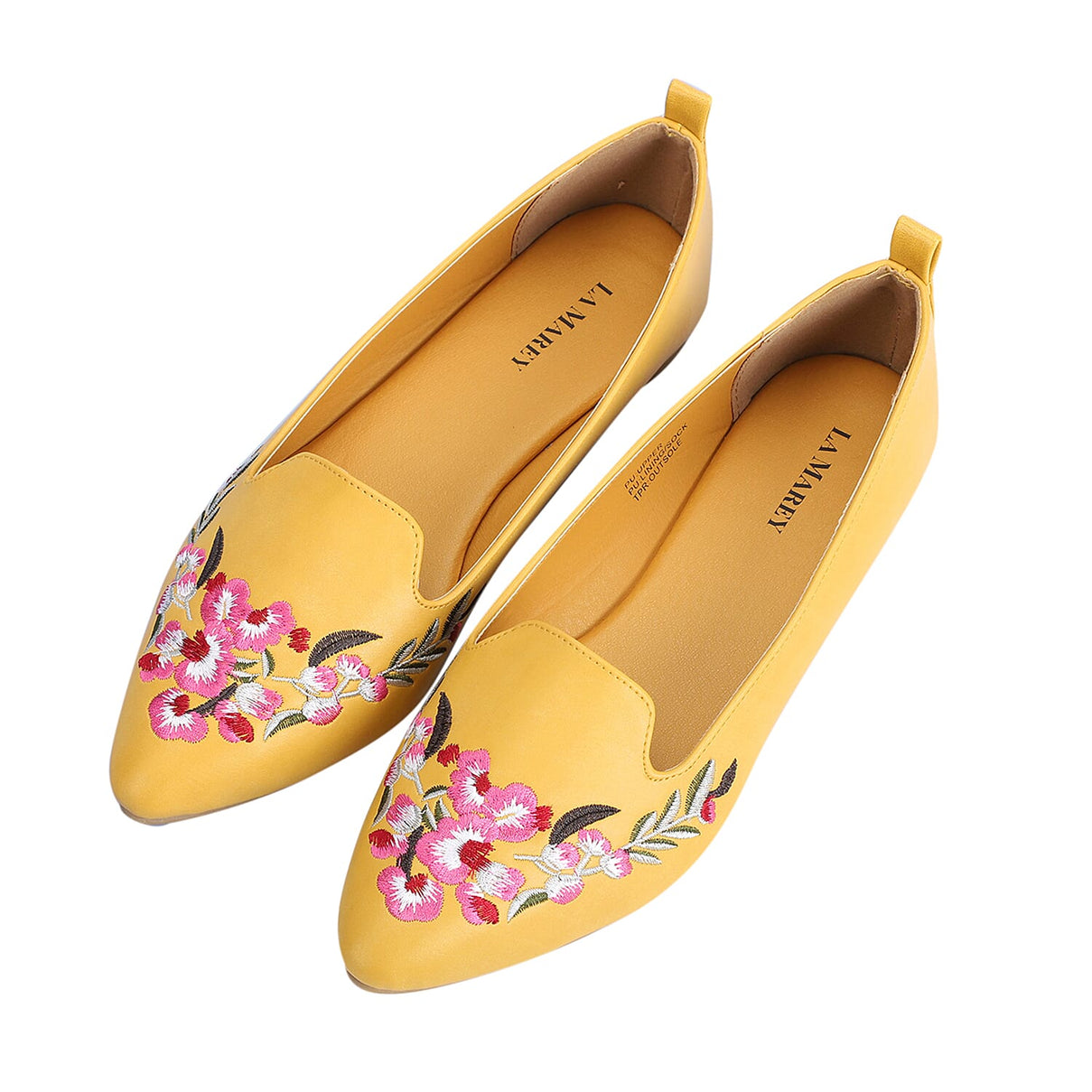 LA MAREY Floral Embroidery Faux-Leather Loafers - White 3808329 0
