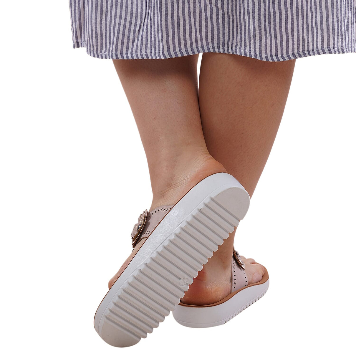 LA MAREY Floral Pattern Faux-Leather Slippers - Pink 3808906 5