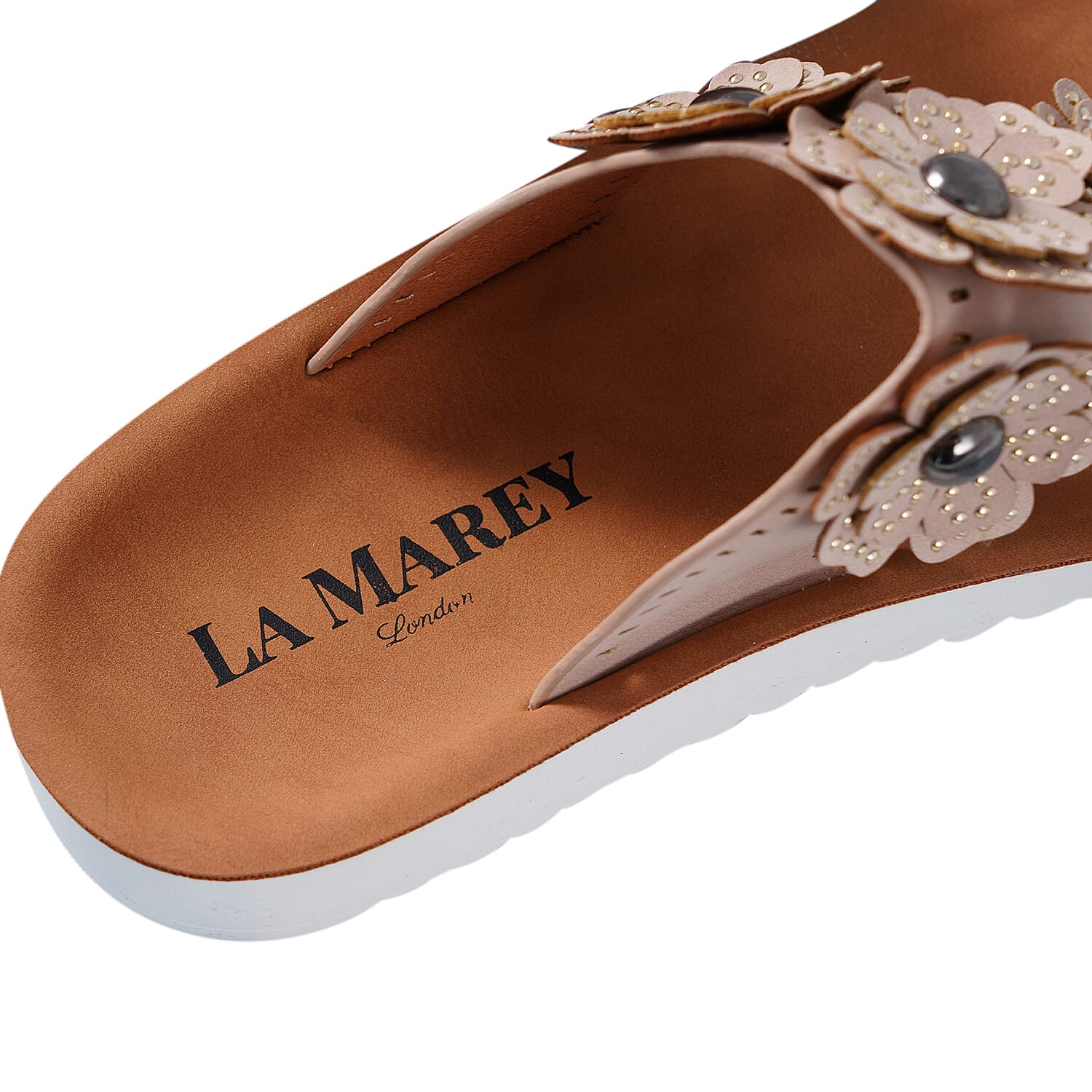 LA MAREY Floral Pattern Faux-Leather Slippers - Pink 3808906 7