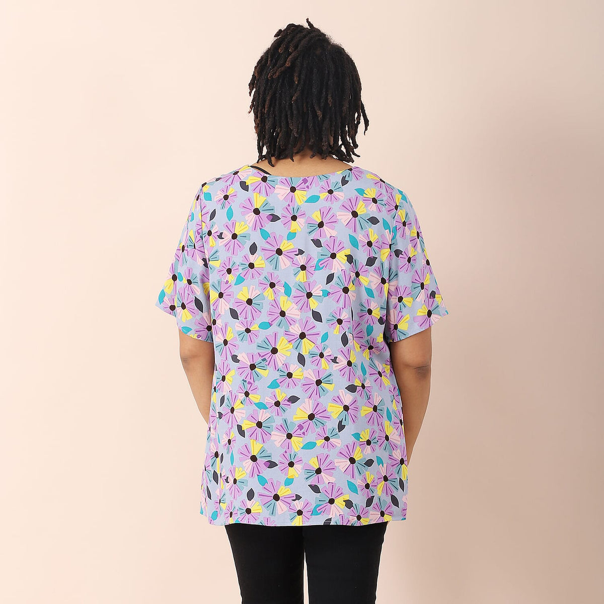 LA MAREY Floral Pattern Round Neckline Blouse - Multicolour 3837348 1
