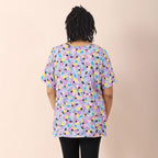 LA MAREY 100% Viscose Floral Pattern Round Neckline Blouse (Size - L) - Light Green and Multi