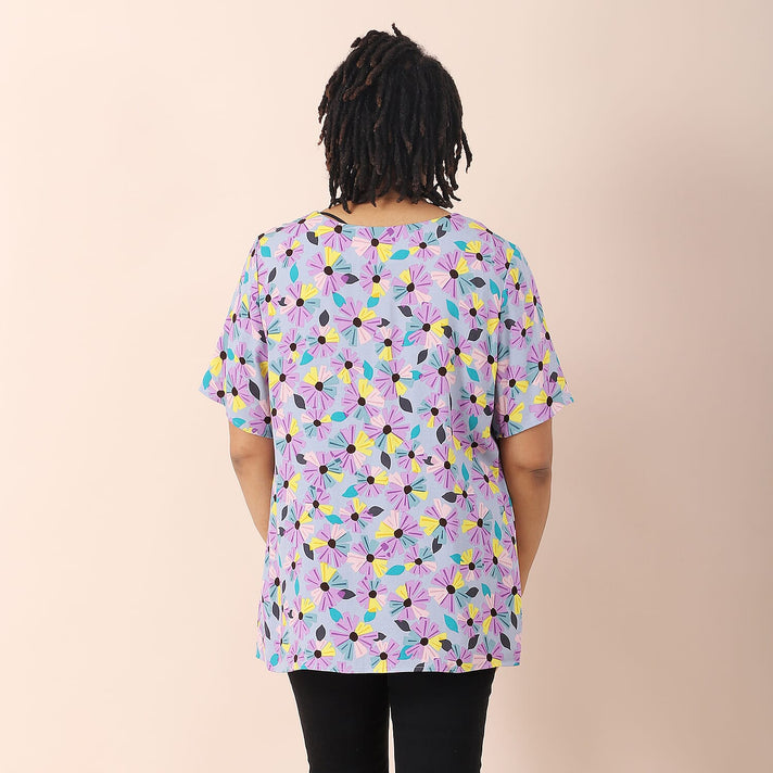 LA MAREY Floral Pattern Round Neckline Blouse - Multicolour 3837348 2