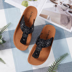 LA MAREY Floral Pattern Sandals (Size 8) - Black