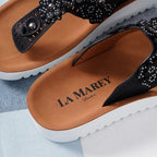 LA MAREY Floral Pattern Sandals (Size 8) - Black