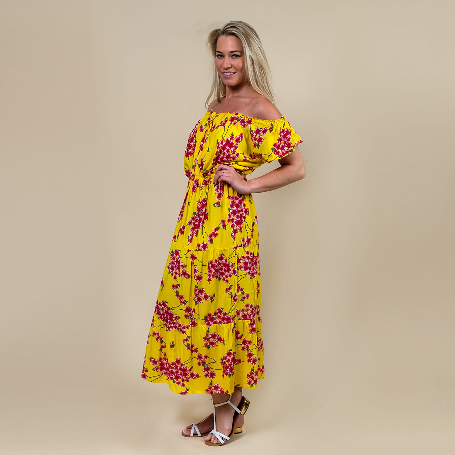 LA MAREY Floral Printed Off-Shoulder Maxi Dress - Yellow 6252809 3