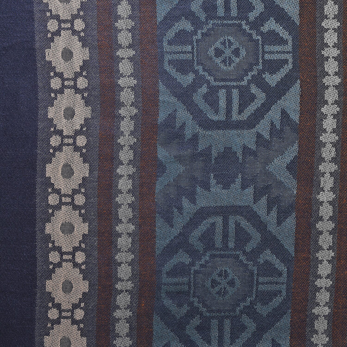 LA MAREY Geometric and Stripe Pattern Yarn Dyed Jacquard Scarf (Size 180x70 Cm) - Navy Blue 9053499 2