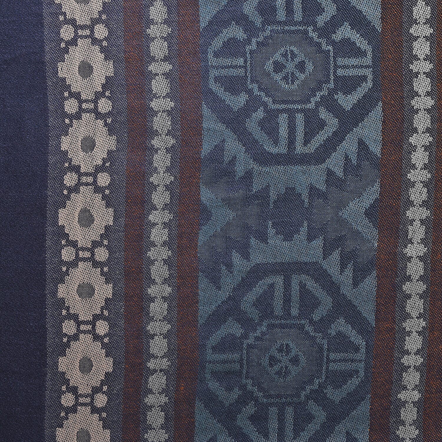 LA MAREY Geometric and Stripe Pattern Yarn Dyed Jacquard Scarf (Size 180x70 Cm) - Navy Blue 9053499 2