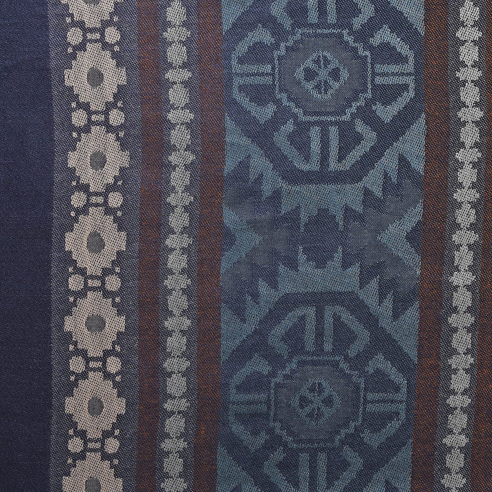 LA MAREY Geometric and Stripe Pattern Yarn Dyed Jacquard Scarf (Size 180x70 Cm) - Navy Blue 9053499 2