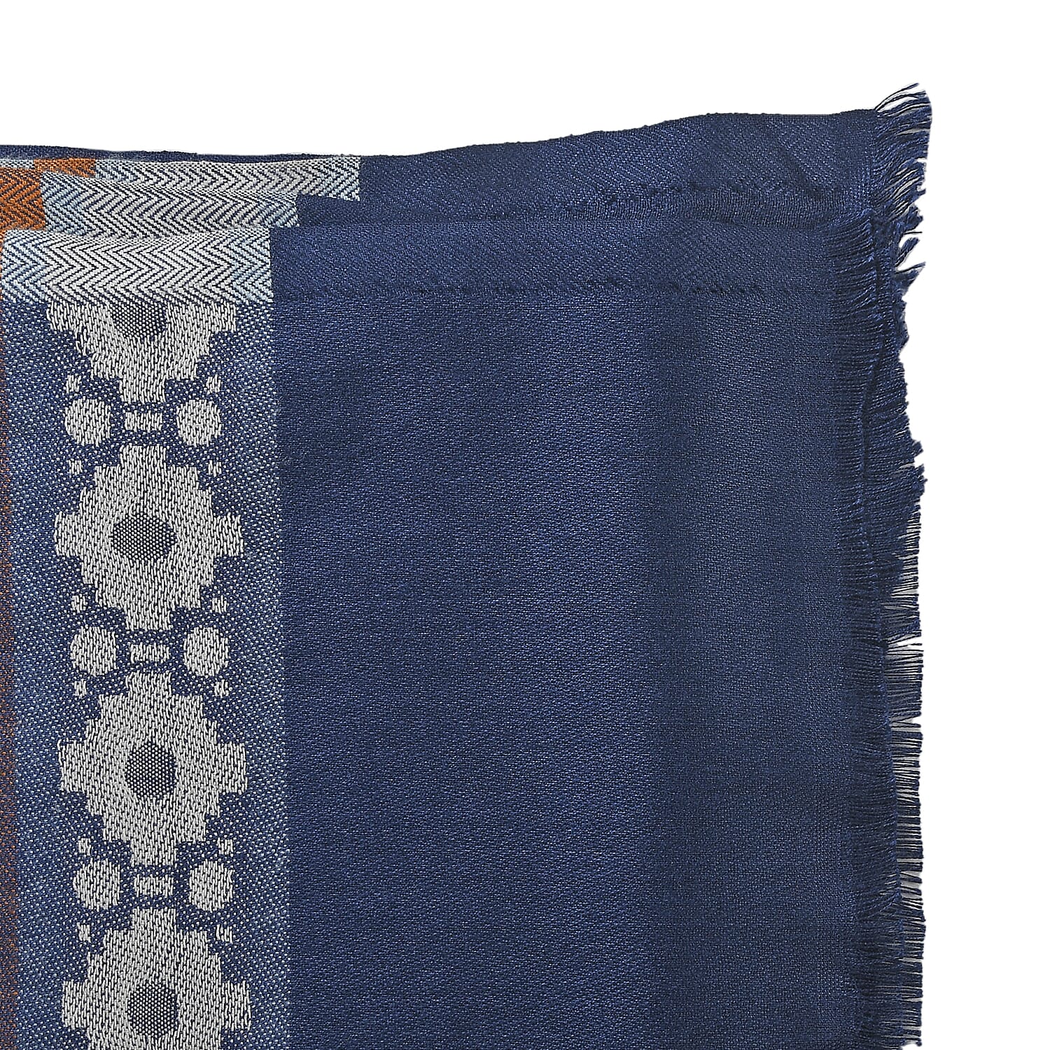 LA MAREY Geometric and Stripe Pattern Yarn Dyed Jacquard Scarf (Size 180x70 Cm) - Navy Blue 9053499 9