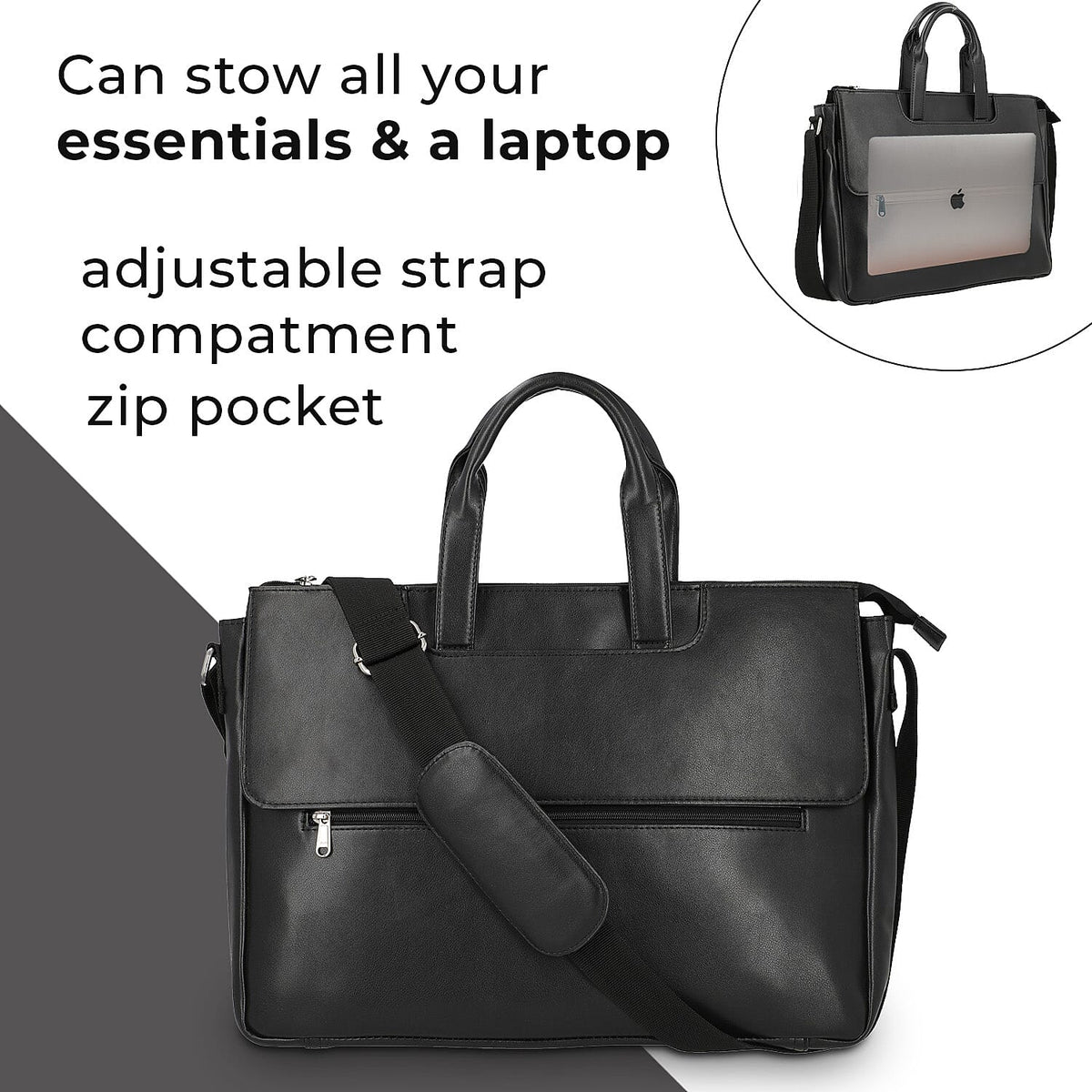 La Marey Laptop Bag with Adjustable Shoulder Strap - Black 7302988 2