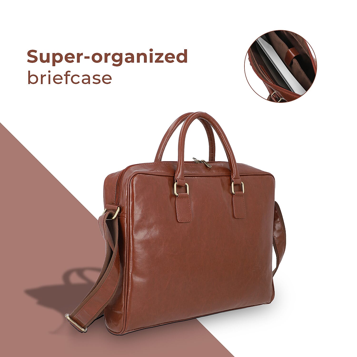 La Marey Laptop Bag with Adjustable Shoulder Strap - Brown 7303031 3