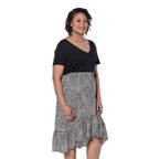 LA MAREY Black Printed Midi Skirt (Size S-M,10-14)