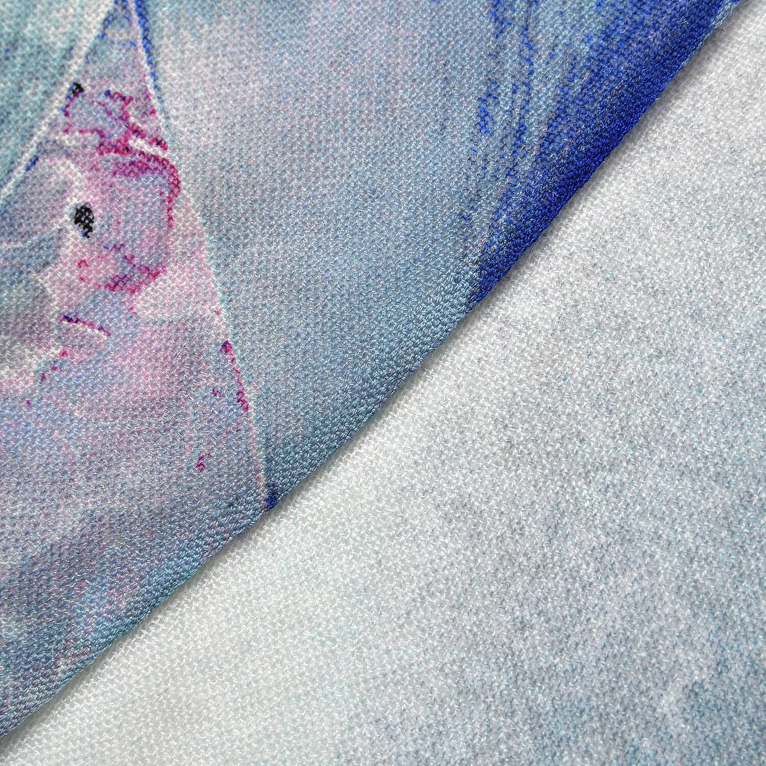 LA MAREY Merino Wool Flower Pattern Scarf (Size 66x184 Cm) - Light Blue 8915184 5