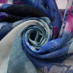 LA MAREY Merino Wool Flower Pattern Scarf (Size 66x184 Cm) - Light Blue