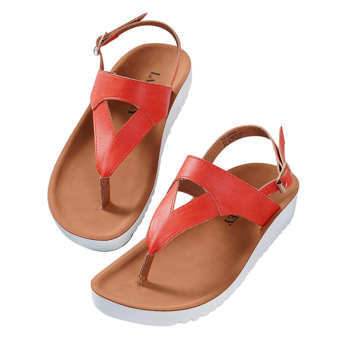 LA MAREY Open Toe Flat Women's Sandals with Loop Strap - Orange 3808988 0