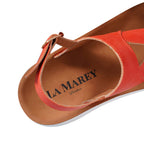LA MAREY Open Toe Flat Women Sandals with Loop Strap (Size 3) - Orange