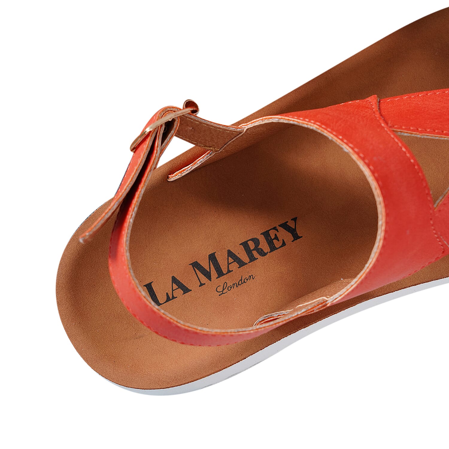 LA MAREY Open Toe Flat Women's Sandals with Loop Strap - Orange 3808988 5