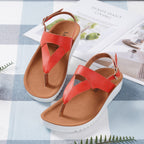 LA MAREY Open Toe Flat Women Sandals with Loop Strap (Size 3) - Orange