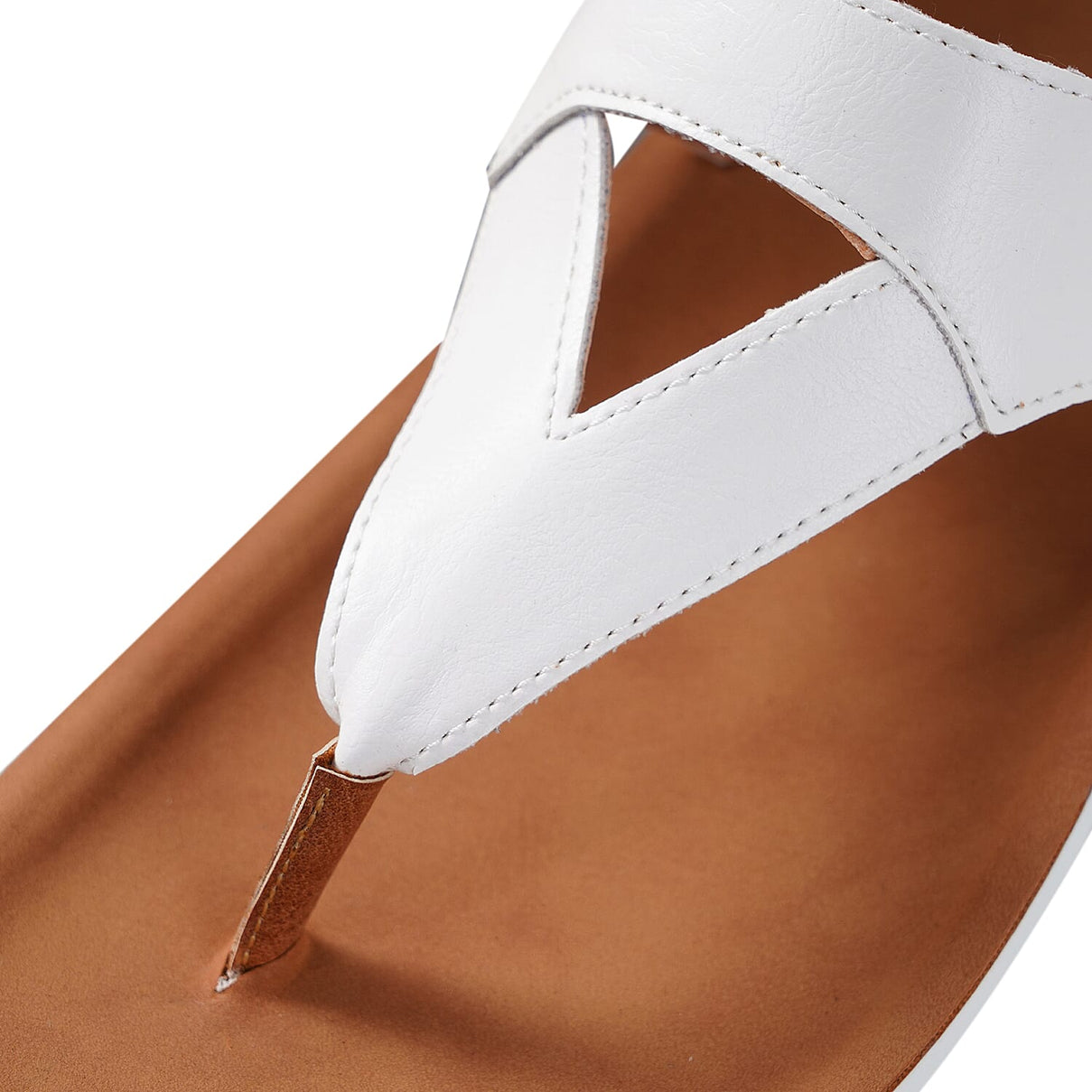 LA MAREY Open Toe Flat Women's Sandals with Loop Strap - White 3808979 5