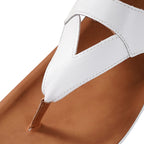 LA MAREY Open Toe Flat Women Sandals with Loop Strap (Size 3) - White
