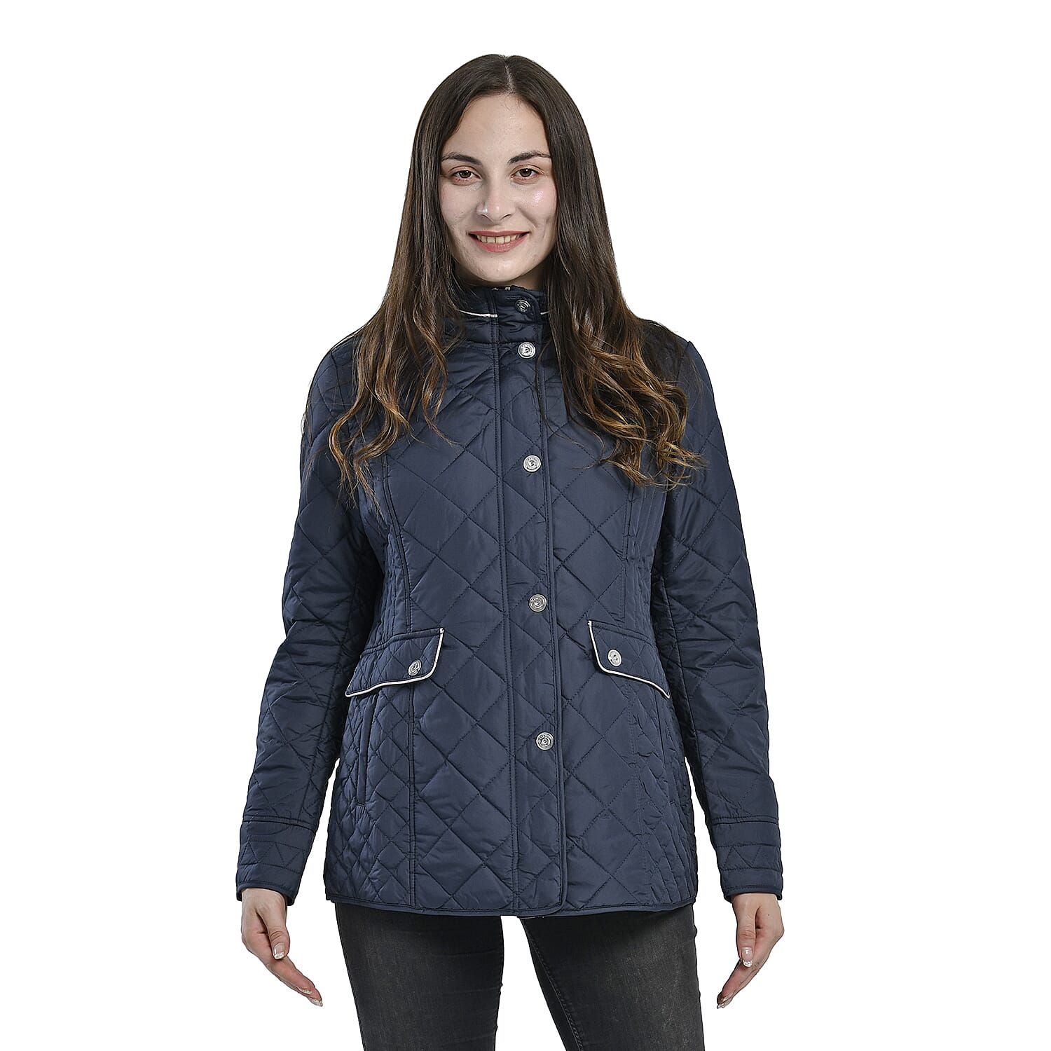 LA MAREY Padded Quilted Pattern Women's Jacket - Blue 3881544 0