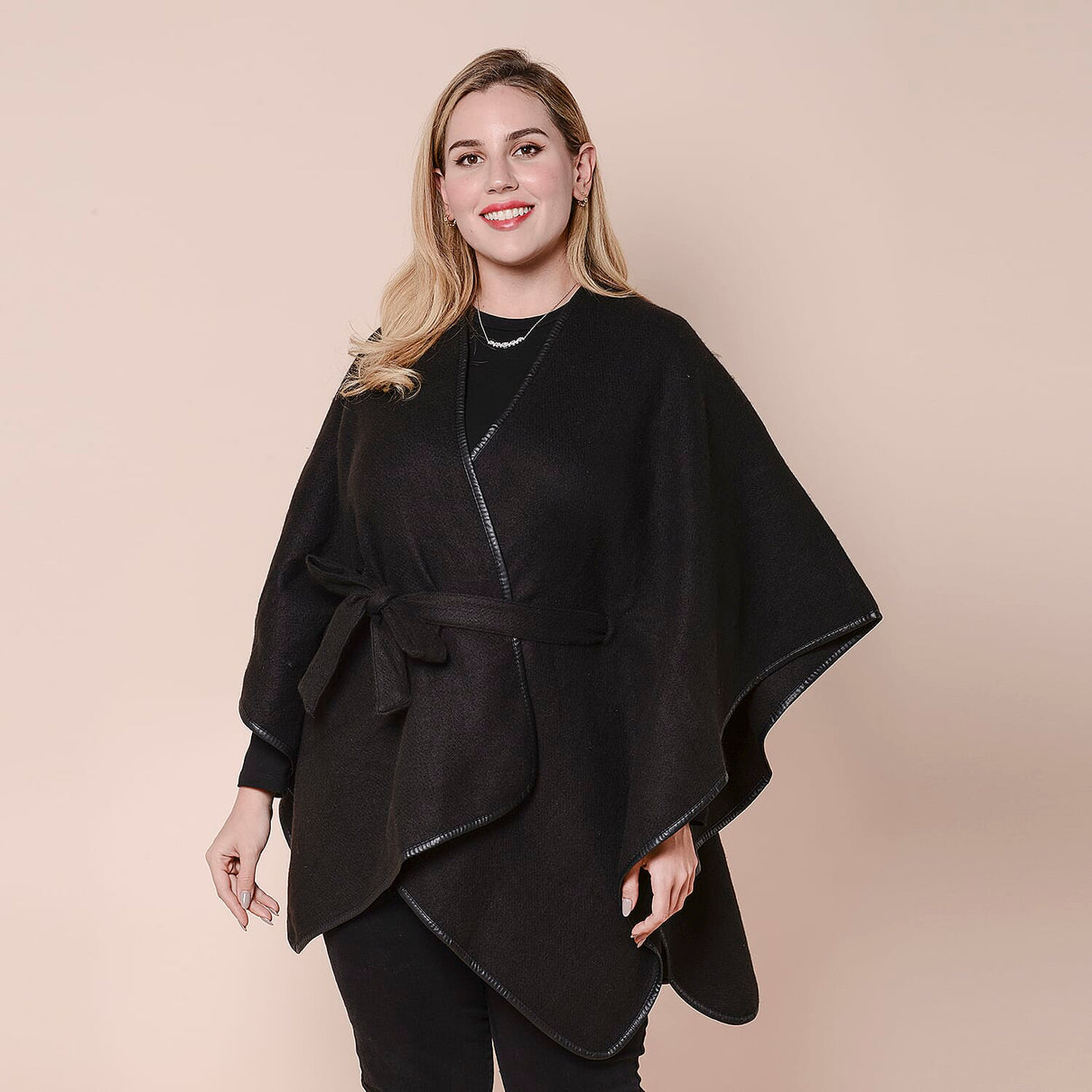 LA MAREY Solid Pattern Kimono with Belt - Black 6021123 0