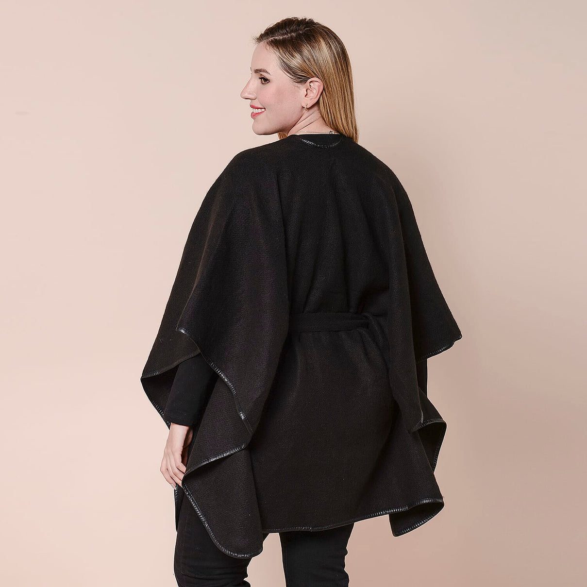 LA MAREY Solid Pattern Kimono with Belt - Black 6021123 2