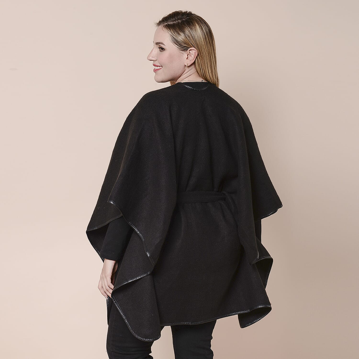 LA MAREY Solid Pattern Kimono with Belt - Black 6021123 2