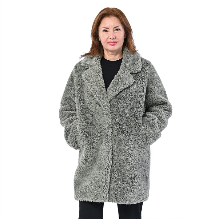 LA MAREY Reversible Faux Fur Winter Women's Coat - Green 6305560 1
