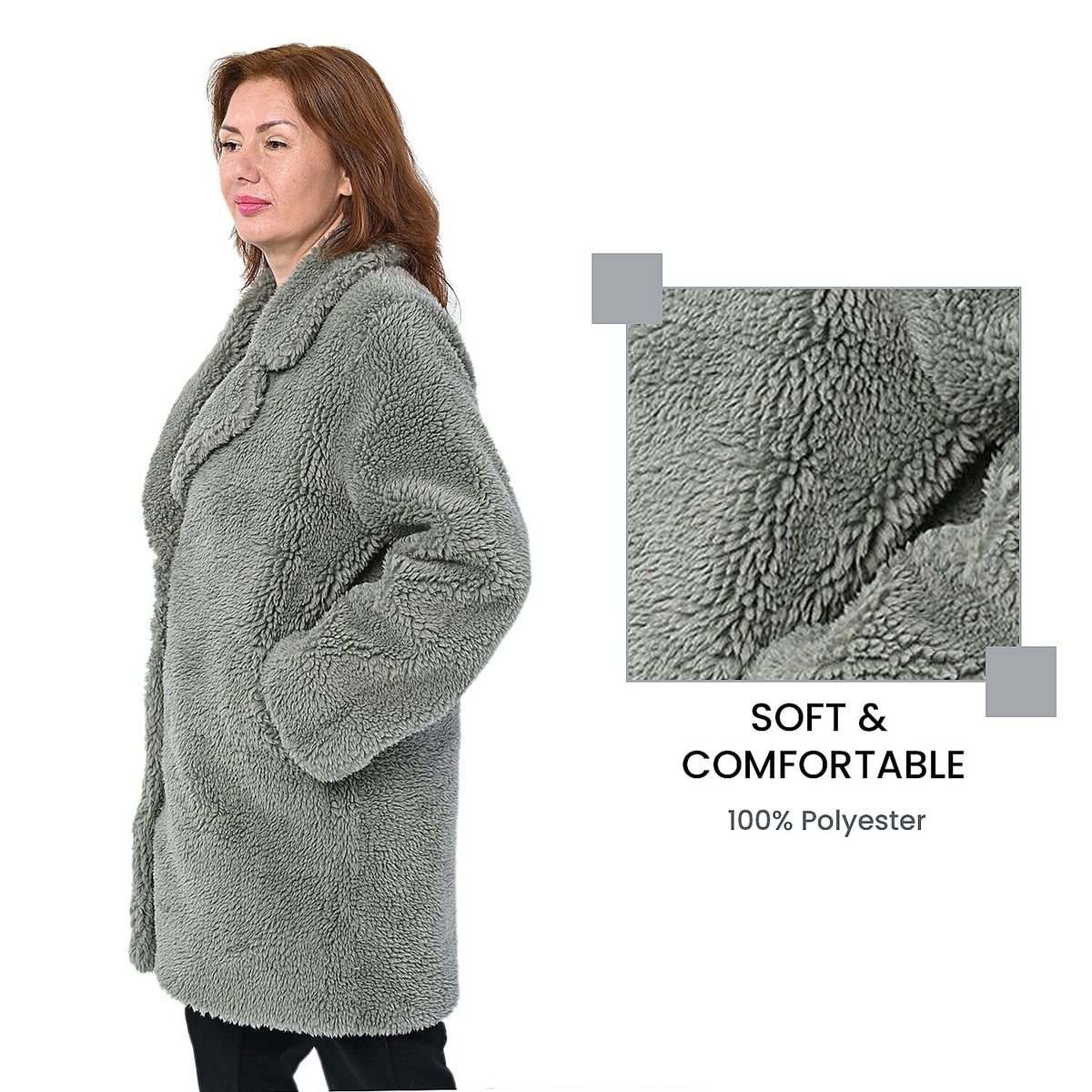 LA MAREY Reversible Faux Fur Winter Women's Coat - Green 6305560 6