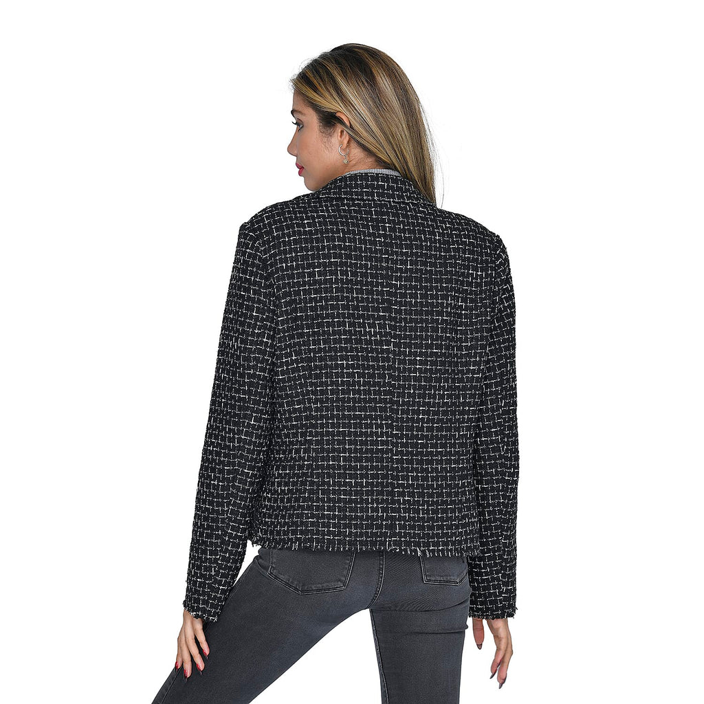 LA MAREY Tweed Coat with Pockets (Size S, 8-10) - Black