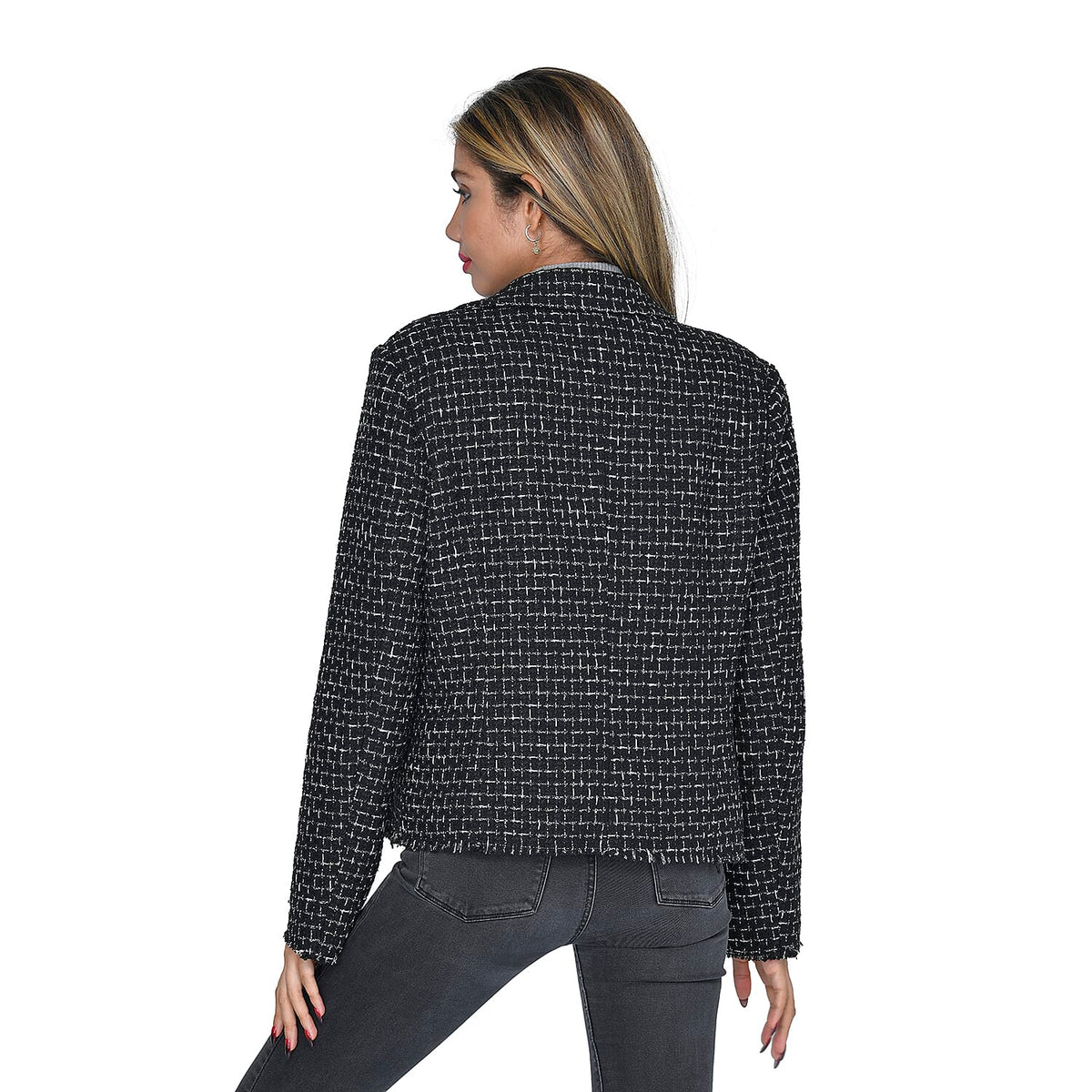 LA MAREY Tweed Women's Coat with Pockets - Black 3882974 2
