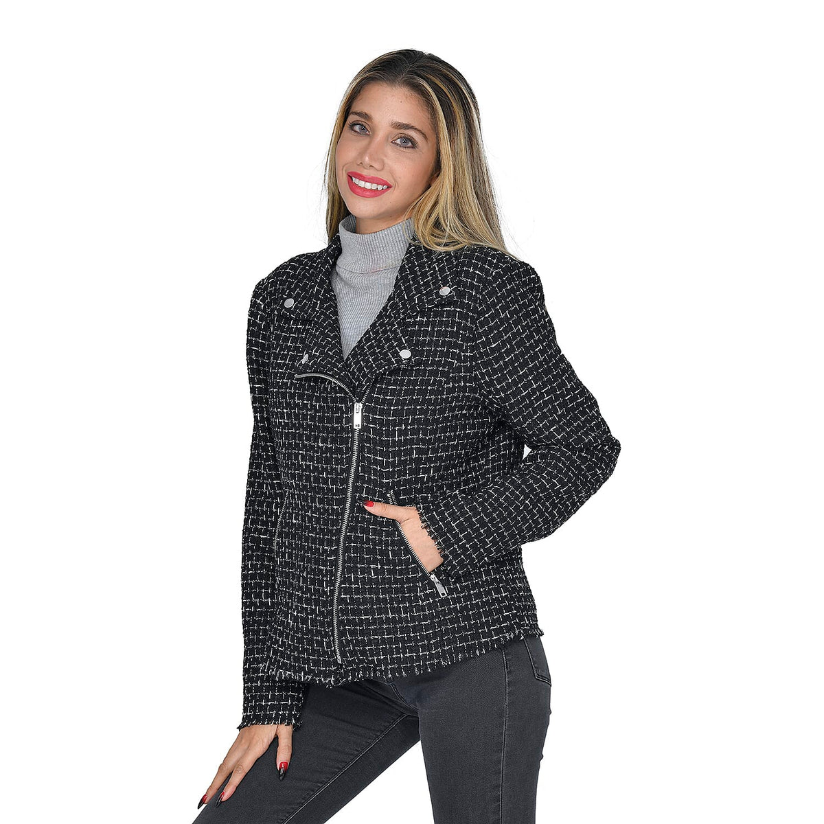 LA MAREY Tweed Women's Coat with Pockets - Black 3882974 3