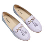 LA MAREY Velvet with Tassel and Metal Buckle Detailing Loafers (Size 3) - Light Purple