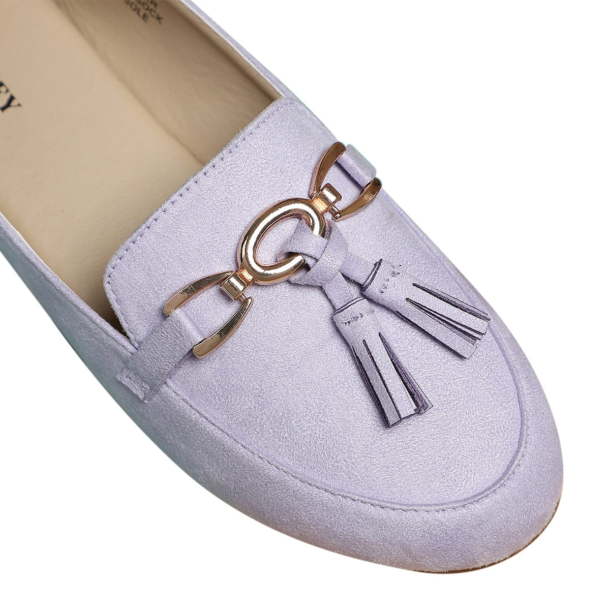 LA MAREY Velvet with Tassel and Metal Buckle Detailing Loafers - Light Purple 3794469 4