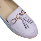 LA MAREY Velvet with Tassel and Metal Buckle Detailing Loafers (Size 3) - Light Purple