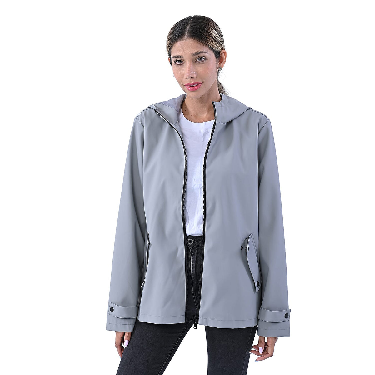 LA MAREY Water Resistant Hoodie Women's Jacket - Grey 3866566 0