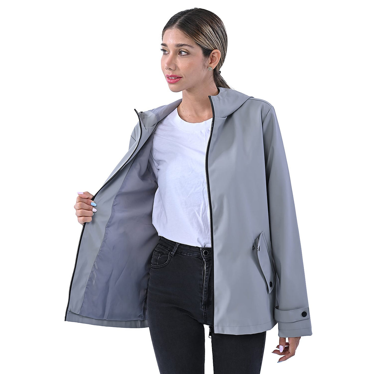 LA MAREY Water Resistant Hoodie Women's Jacket - Grey 3866566 3